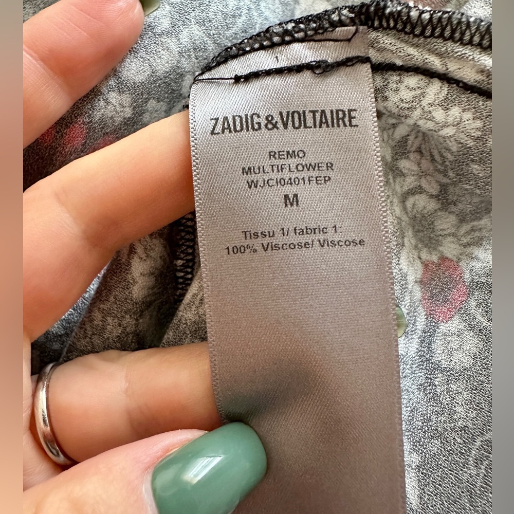 ZADIG & VOLTAIRE Remo Multiflower Robe Courte Half  Sleeve Shirt Dress M - Picture 5 of 6
